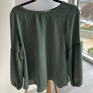 Olive blouse with button down back